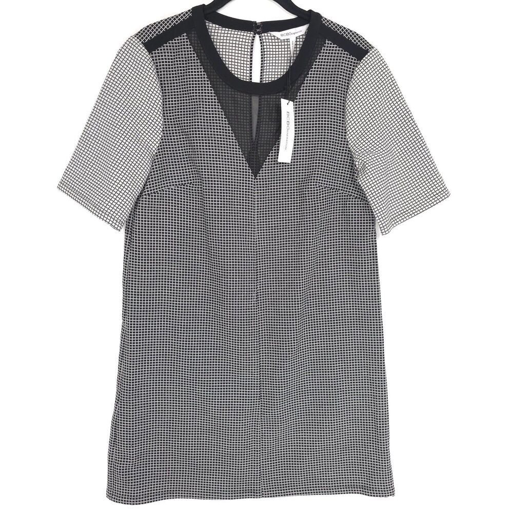 BCBGENERATION Women's New Mini Shirt Dress SMALL Black White ZXL62P21-003